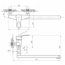 Смеситель для ванны Профсан PSM-521-К023 плюс