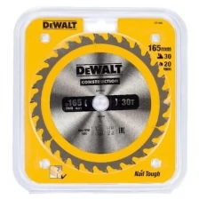 Диск пильный 165 х 20 мм, 30 зубьев, DeWalt CONSTRUCTION, DT1935, по дереву с гвоздями