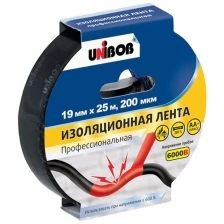 Изолента Unibob, пвх, 200 мкм, 19 мм x 25 м, черная